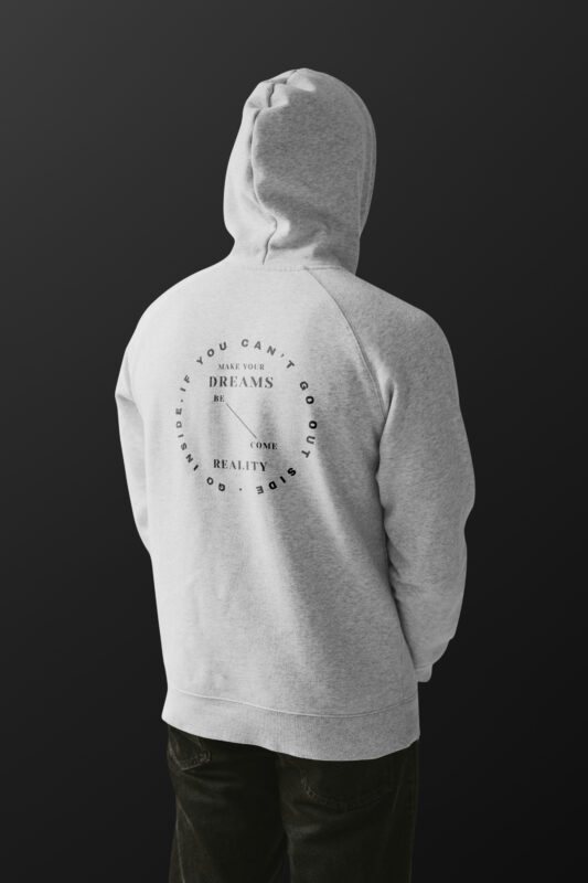 Réalisation - Men’s apparel hoodie rear view